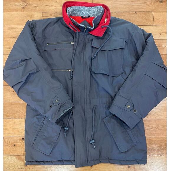 McGregor Vintage 90s Winter Jacket Heavy Duty Gray Zip Up Knit Collar Size Large - Picture 2 of 8